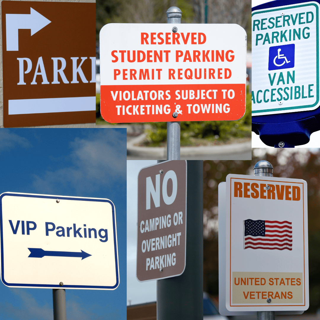 photo of signs used in parking lot