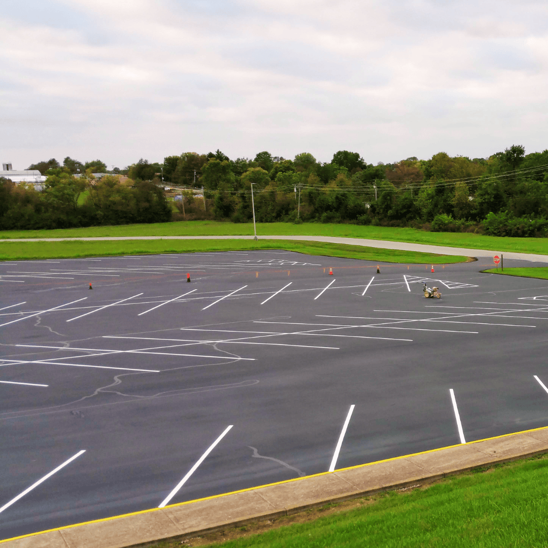 Photo of sealcoating in parking lot
